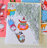 Sledding Party- Christmas Cat Card
