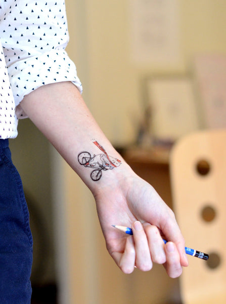 Cycling Cat Tattoo- Temporary Tattoo