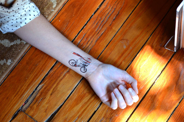 Cycling Cat Tattoo- Temporary Tattoo