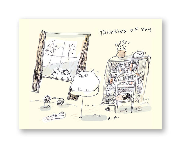 Thinking of You Cat Card- Cat in Window