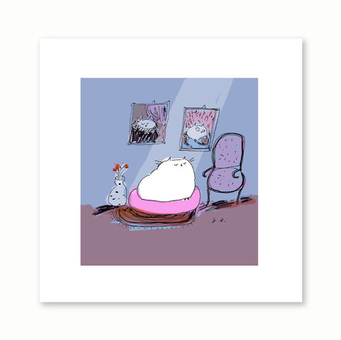 Precious Puff- Parlour Cat- Fine Art Print- Cat Art