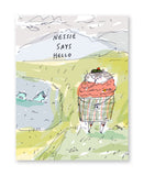 Nessie Says Hello - Scottish Cat Card - Scotland - Funny Cat Card