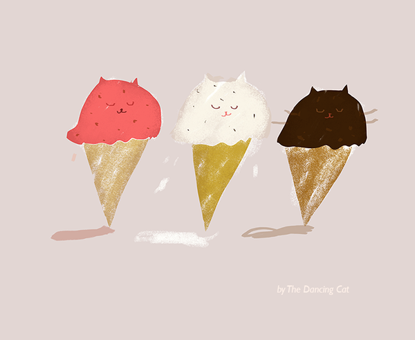 Kitty Cones - Fine Art Print - Strawberry, Vanilla, Chocolate