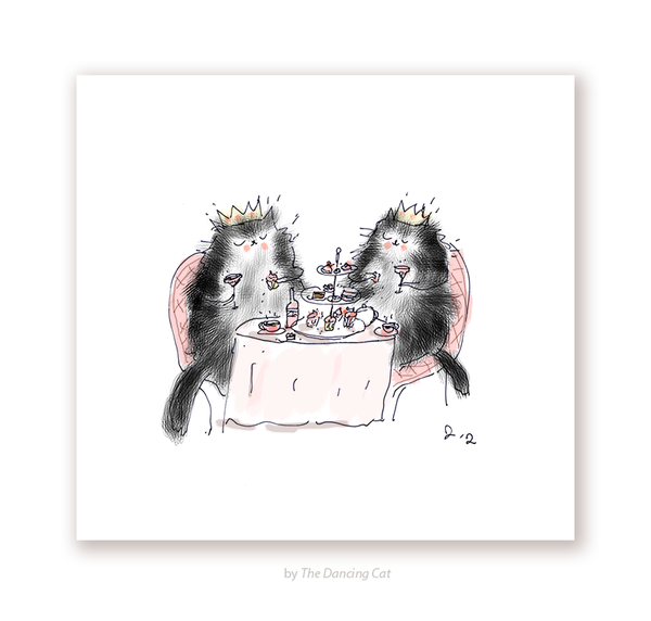 Puuurfectly Royal - Tea Party Cats - Cat Art