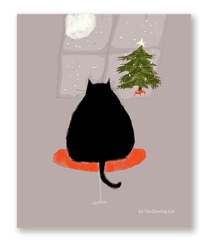 Waitin' Up - Christmas Cat Card