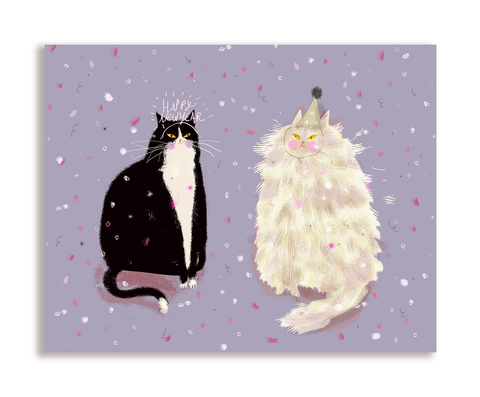 Happy New Year Card - Cat Hats