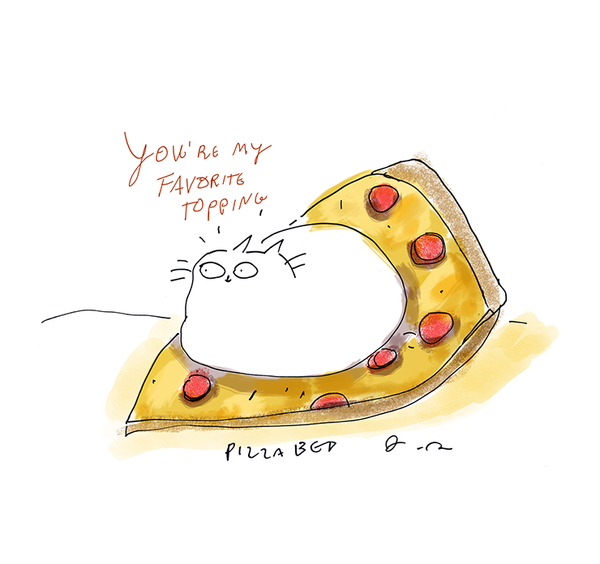 Pizza Bed Cat Print
