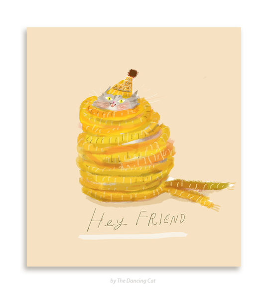 Hey Friend- Scarf Wrap Cat Card