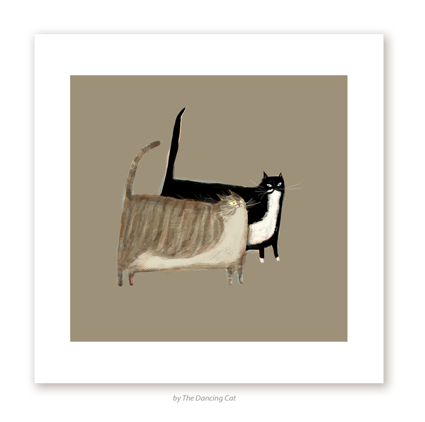 BFFs Grey & Tux-  Cat Print