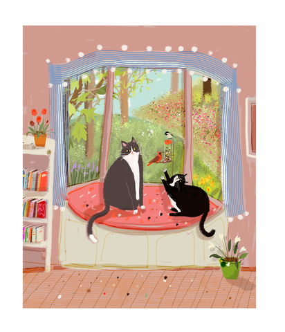 Bird Watchers - Spring Cat Print