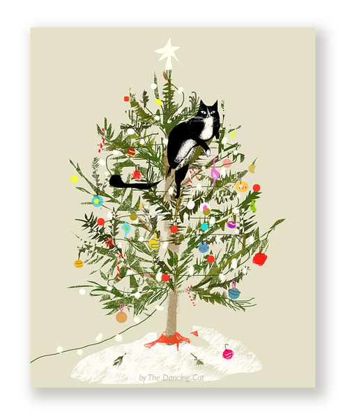 Christmas Tree Cat Card
