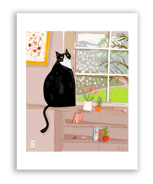 Spring Window Kitty - Cat Print - Large
